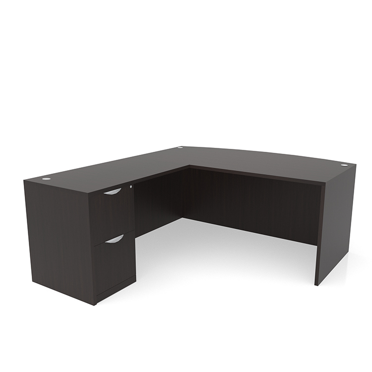 66in x 82in Bow Front L-Desk Single Pedestal - File/File by Office Source
