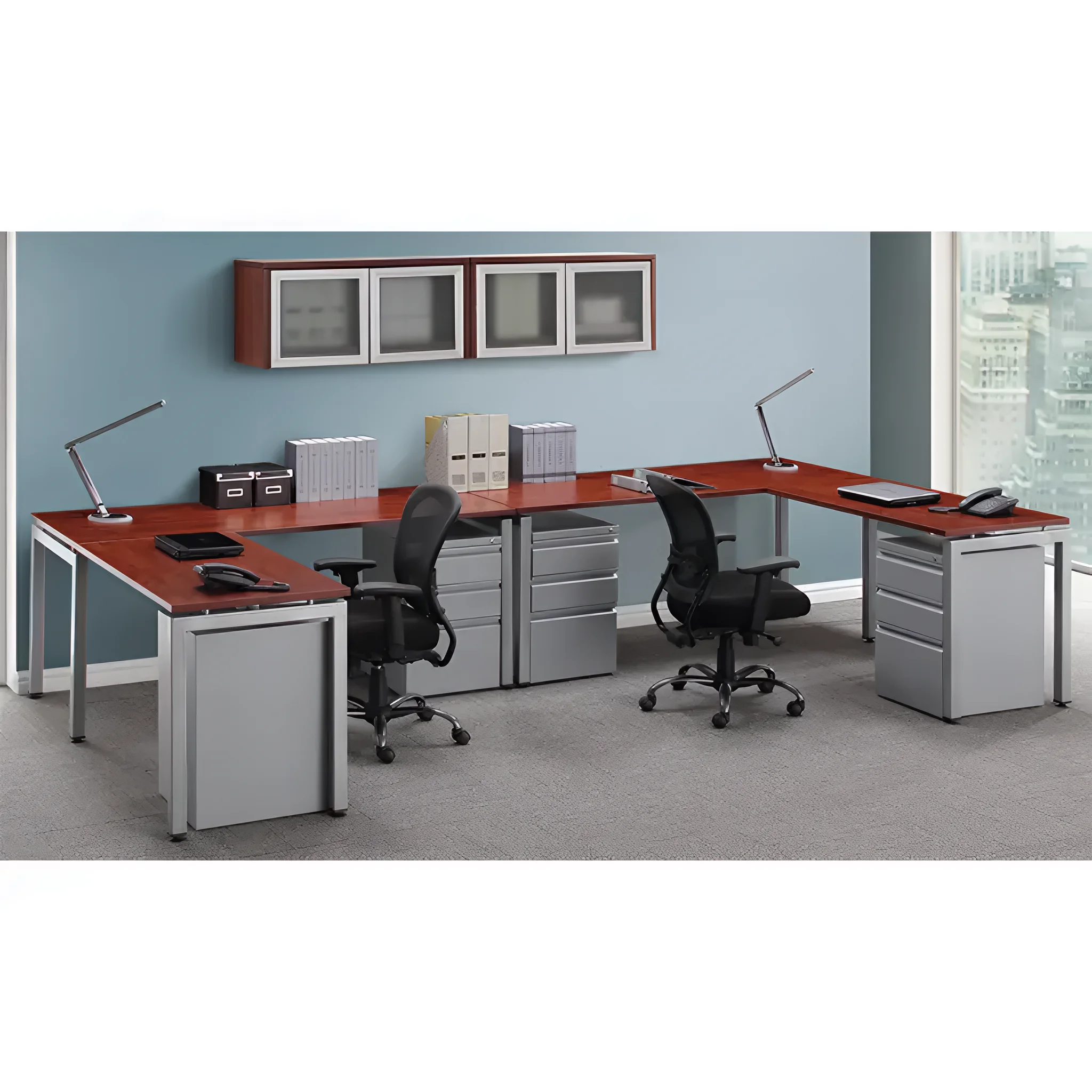 Workstation 144in x 72in Ontask 2 Person with Hutches by PBD Furniture