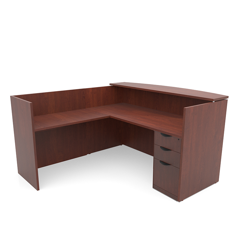 72in x 72in L-Shaped Reception Desk with Single Pedestal Laminate Transaction Counter by PBD Furniture
