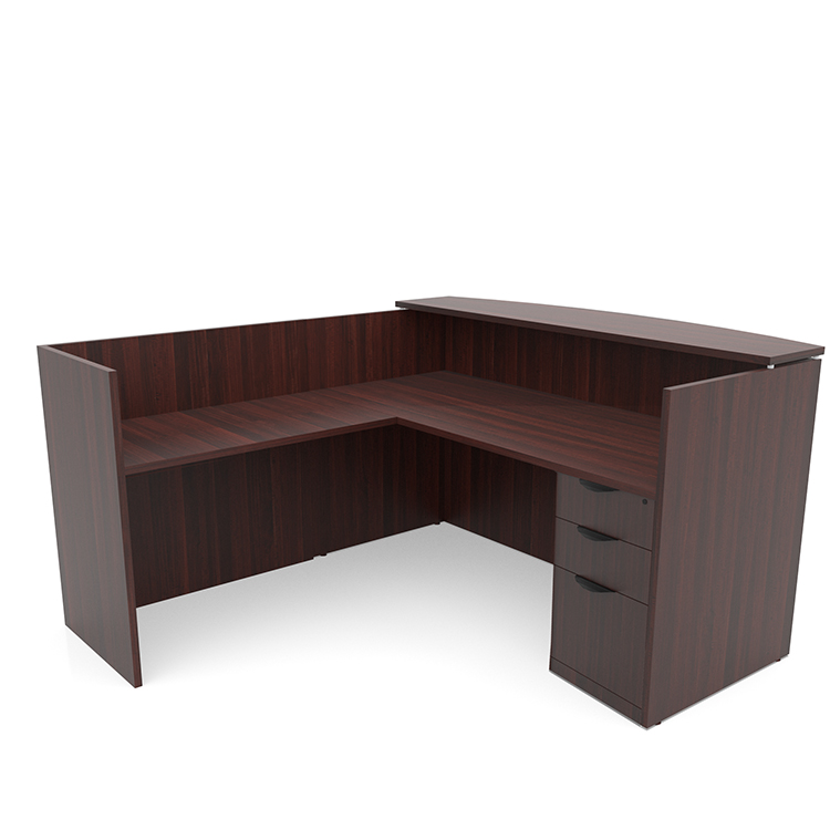 72in x 72in L-Shaped Reception Desk with Single Pedestal Laminate Transaction Counter by PBD Furniture