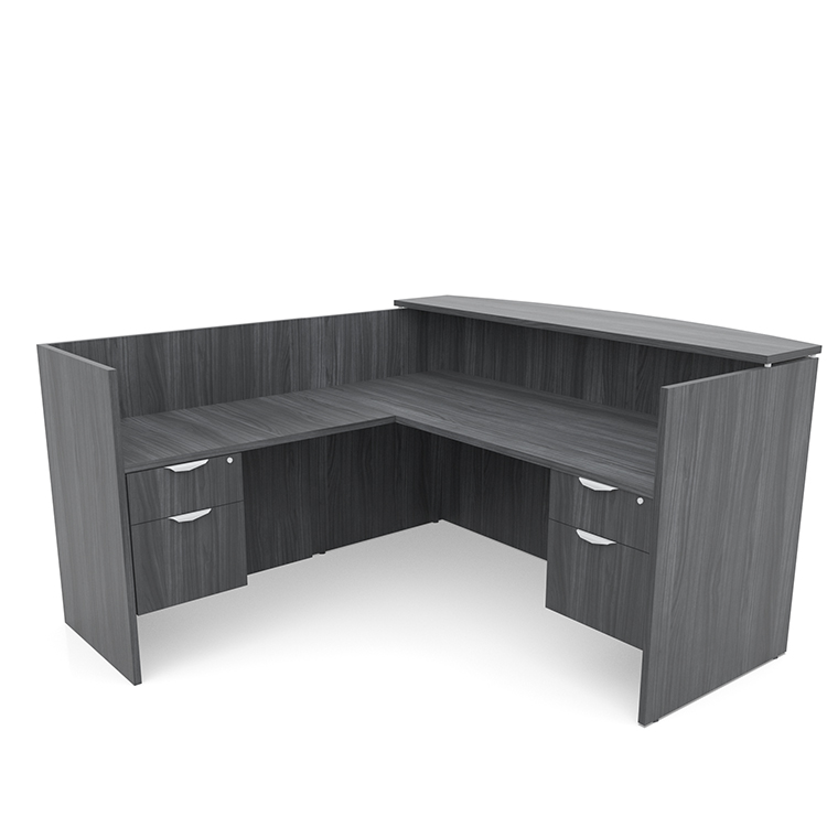 L-Shape Double Hanging Pedestal Reception Desk by PBD Furniture