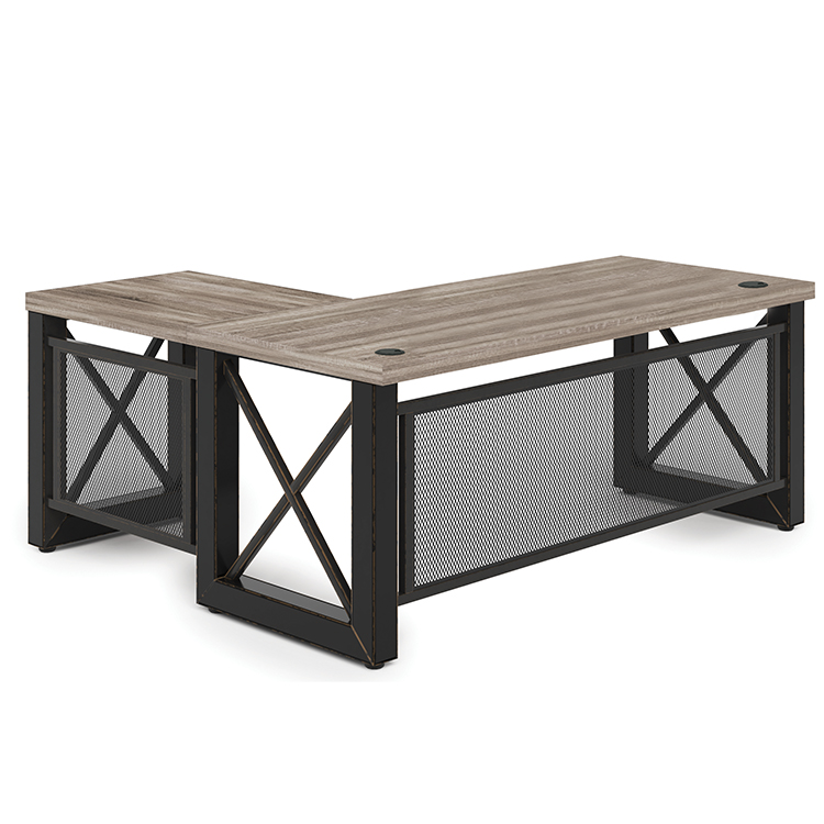 72in x 65in in Dustrial L Shaped Desk with Metal X Base by PBD Furniture