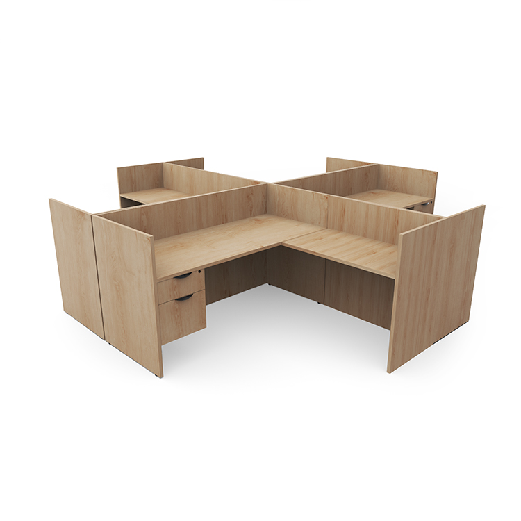 Four Person Workstation - Single Hanging Pedestal by PBD Furniture