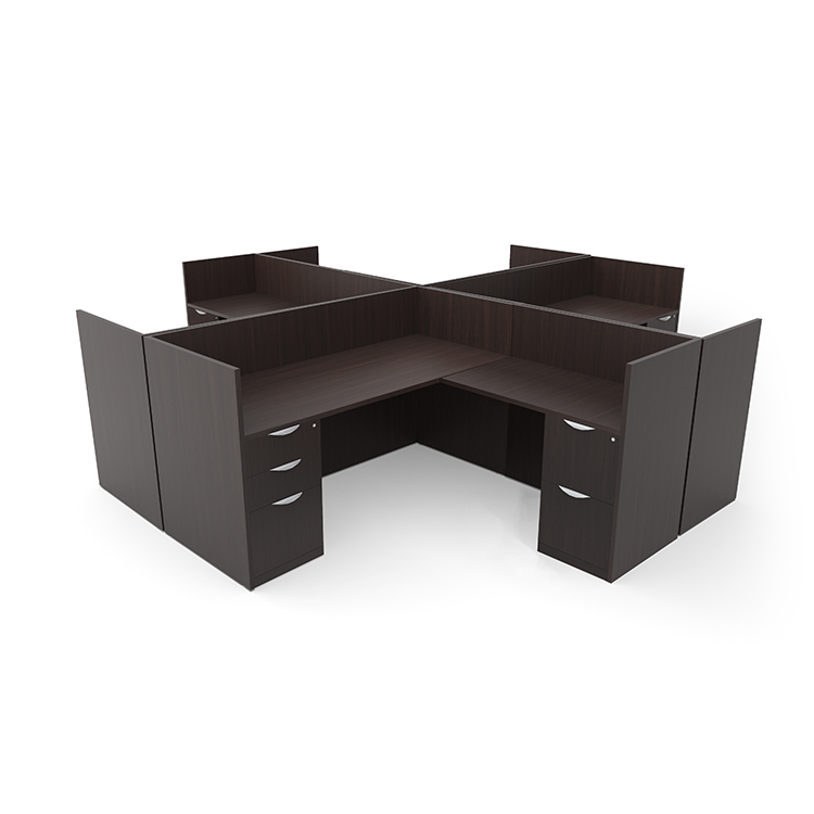 Four Person Workstation - Double Pedestal by PBD Furniture