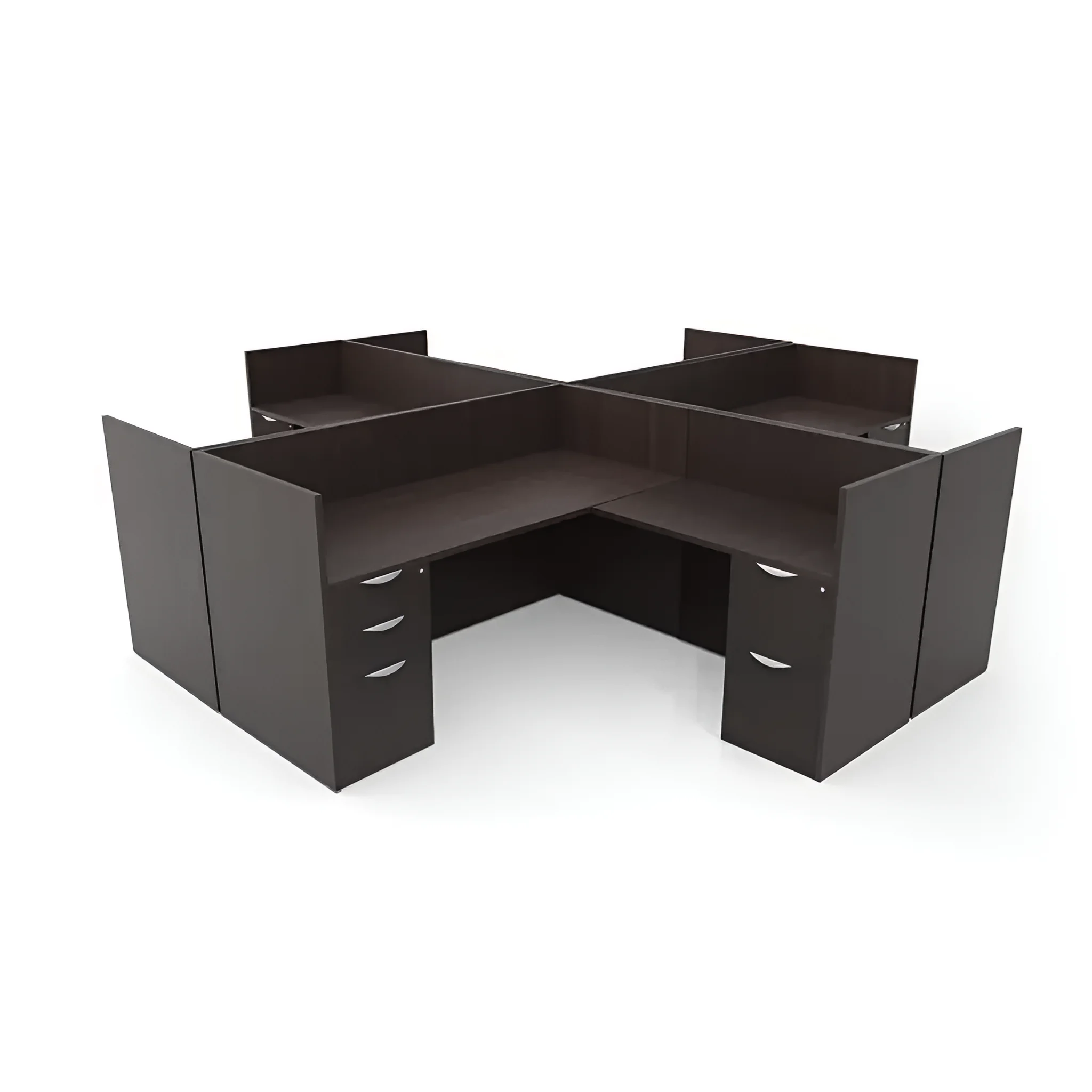 4 Person Workstation 141in W x 142in D with 8 Pedestals by PBD Furniture