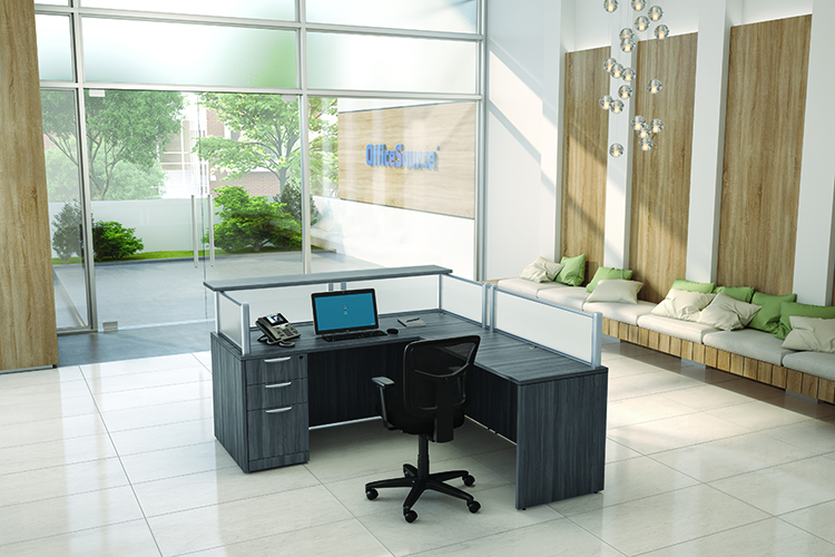 Single Pedestal L-Reception Desk 72in x 77in by PBD Furniture
