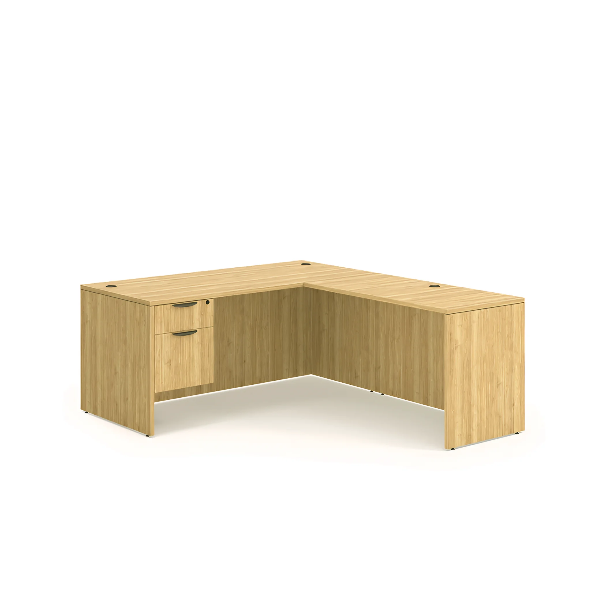 L-Shaped Desk 60in x 65in Single Hanging Pedestal by PBD Furniture in Aspen