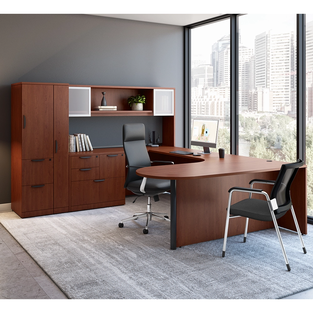 71in x 108in Curve Corner Bullet U-Desk with Modesty Panel Suite by PBD Furniture