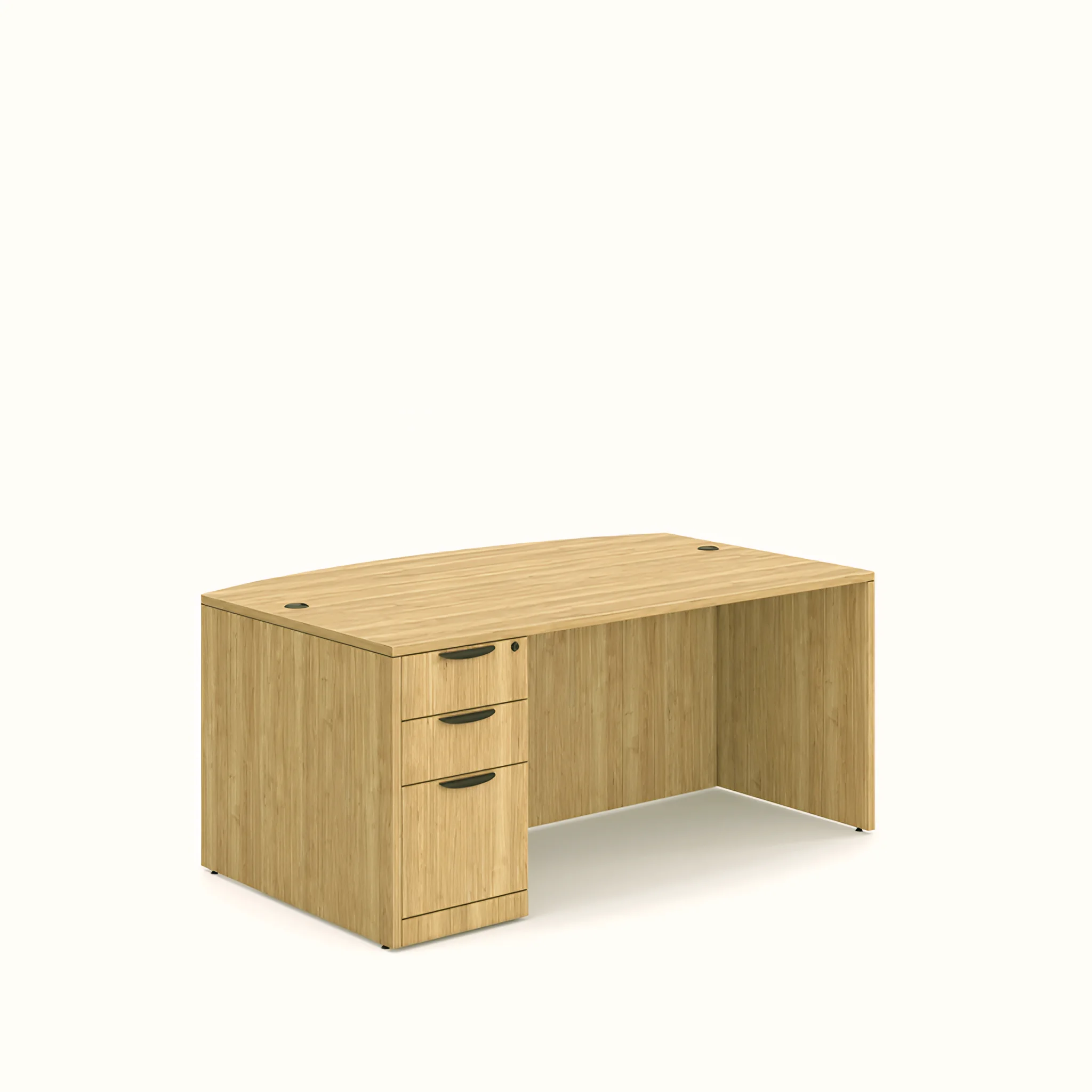 Bow-Front Desk 72in W x 41in D with 3 Drawer Pedestal by PBD Furniture