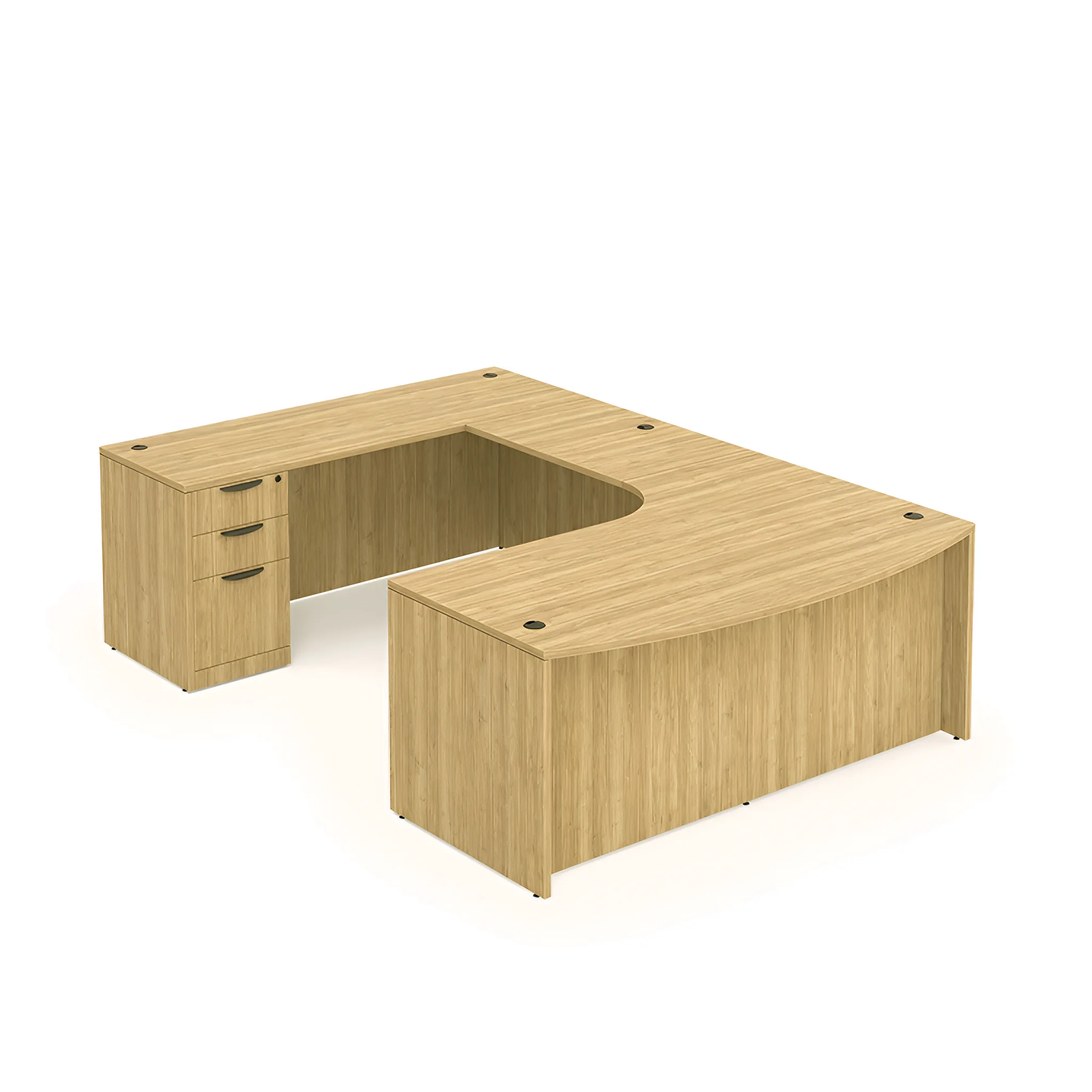 72in x 114in Double Pedestal Bow Front U-Desk with Extension by PBD Furniture in Aspen