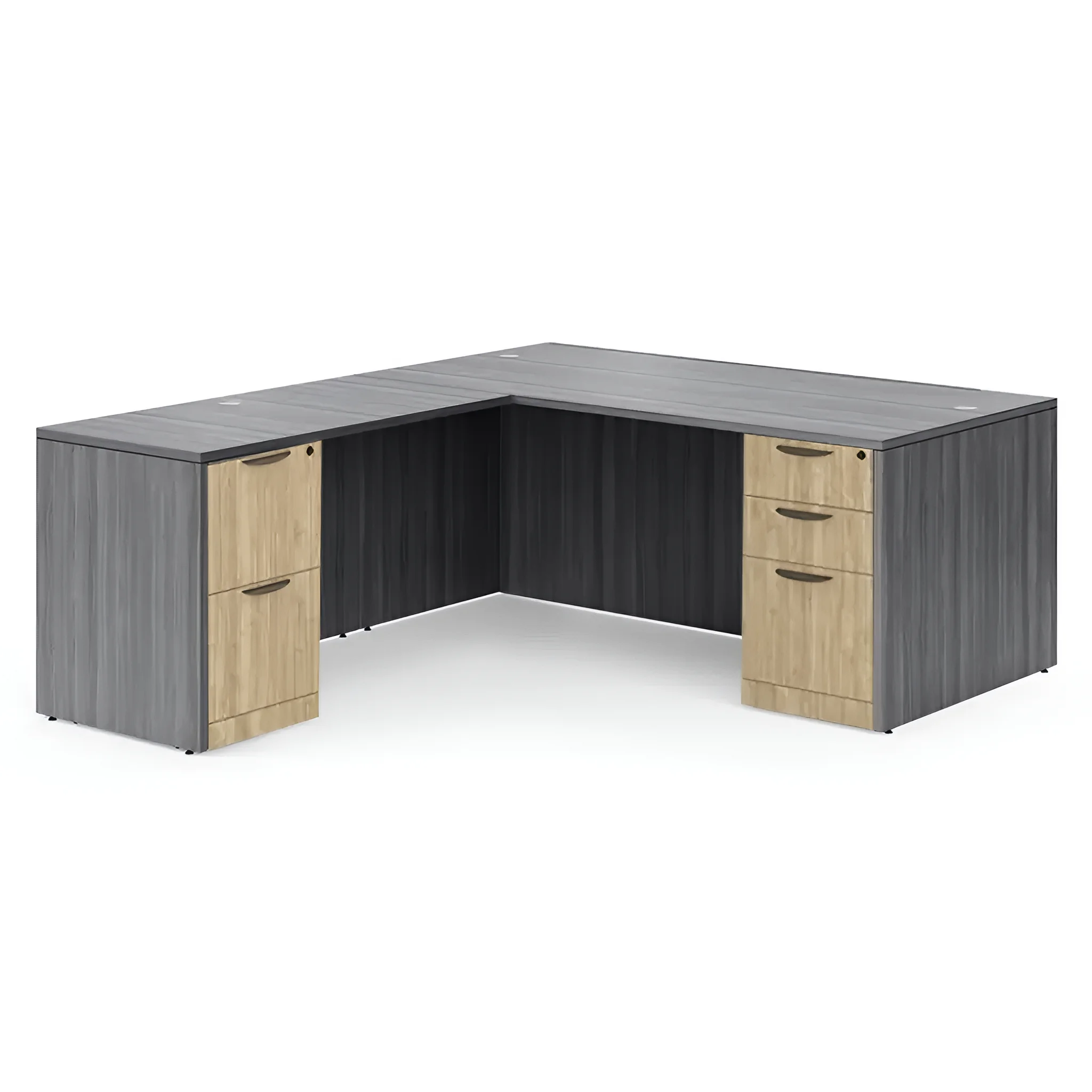 L-Desk 72in W x 84in D with 2 and 3 Drawer Pedestals by PBD Furniture