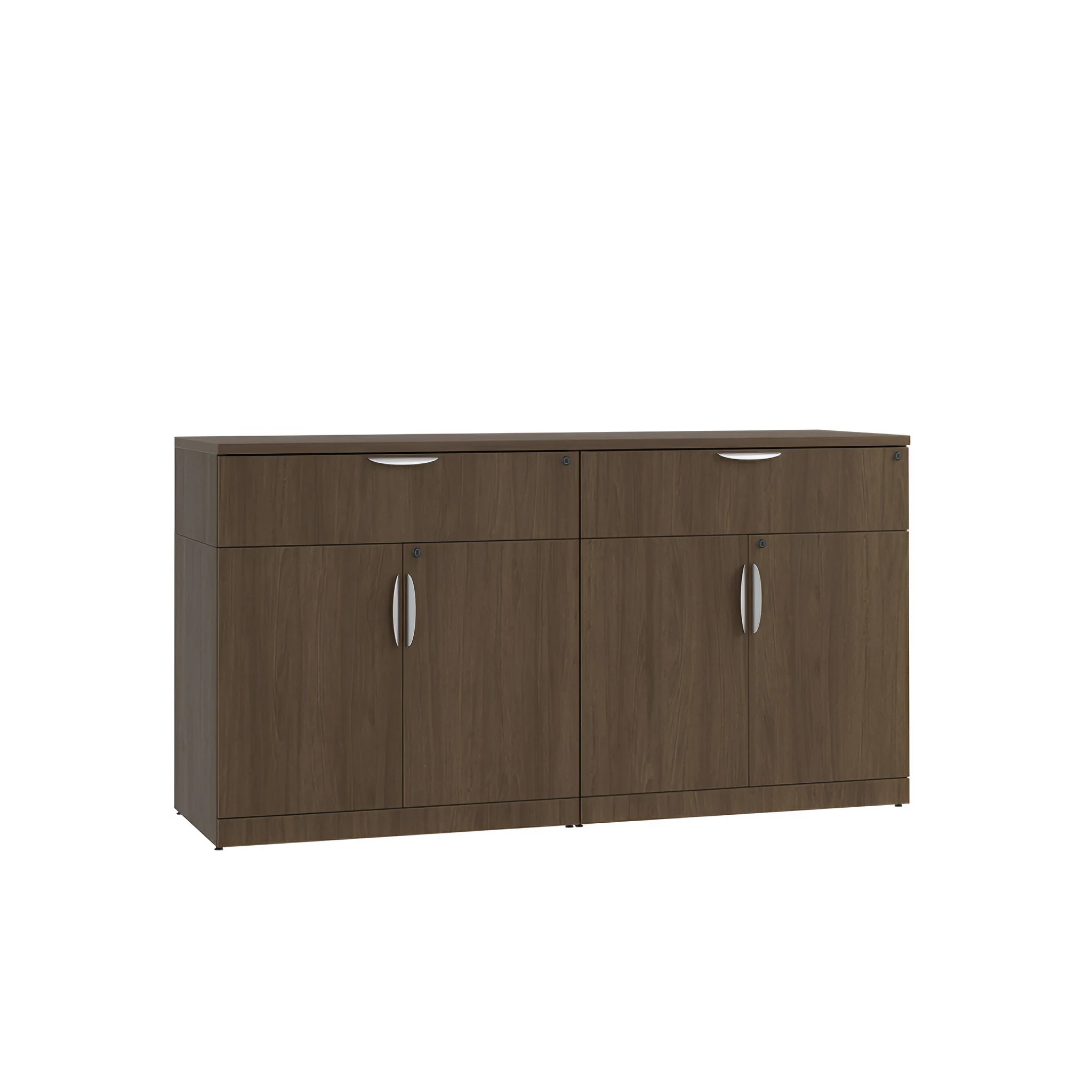 Double Wood Door Storage Credenza with Drawers by PBD Furniture in Modern Walnut