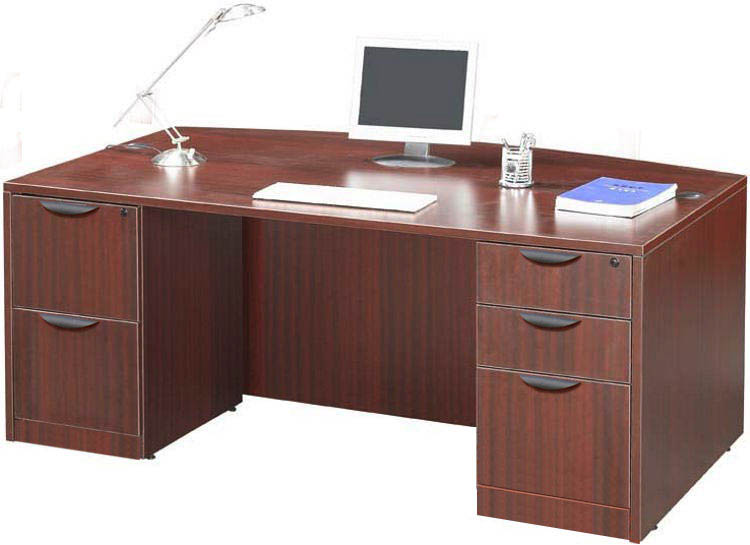 71" Double Pedestal Bow Front Desk by Office Source Office Furniture