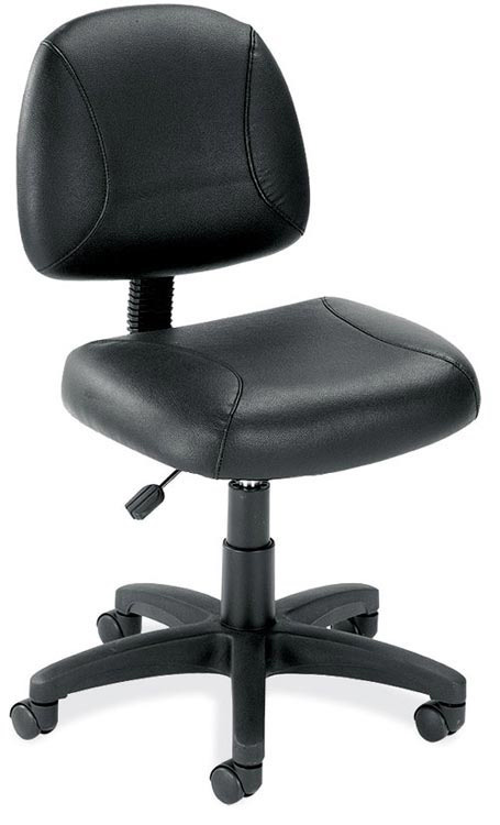 Black Leather Armless Task Chair by Office Source Office Furniture