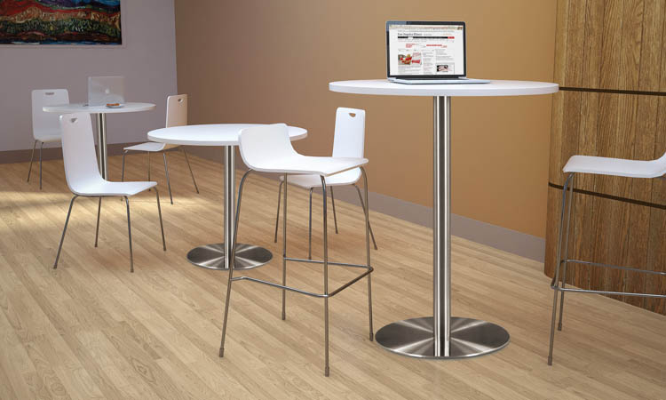 36in Round Cafe Height Table with Brushed Aluminum Base by PBD Furniture