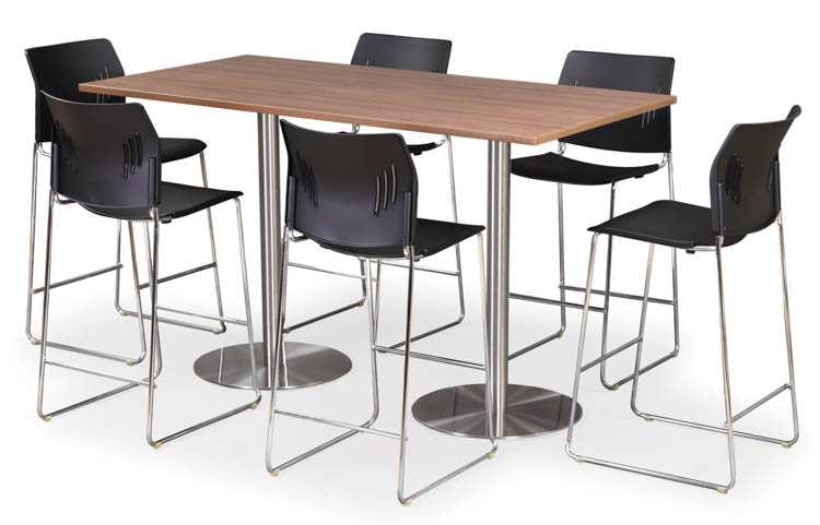 24" x 72" Rectangular Cafe Height Table with Brushed Aluminum Base by Office Source Office Furniture