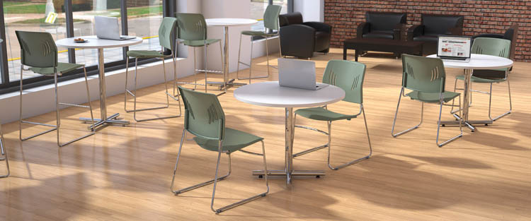 24" Round Cafeteria Table with Chrome Base by Office Source Office Furniture