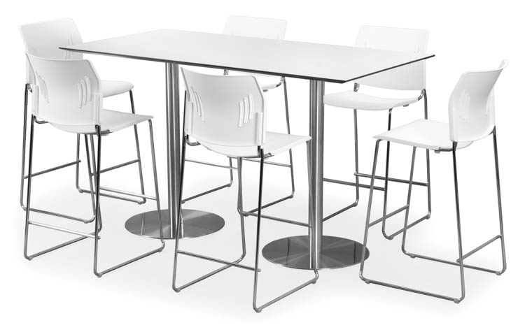 24in x 6ft Rectangular Cafe Height Table with Brushed Aluminum Base by PBD Furniture
