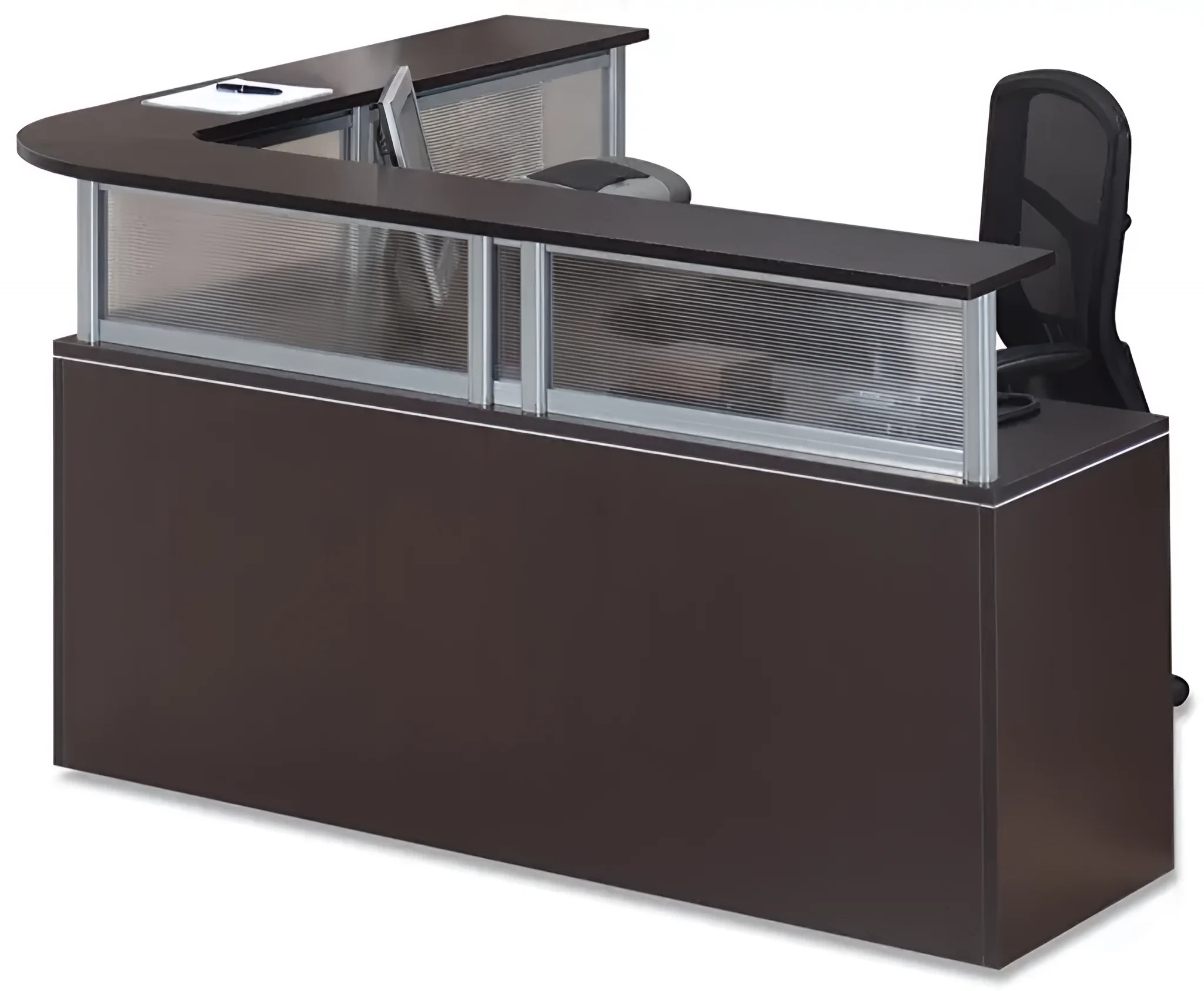 L-Shaped Reception Desk 72in x 77in Double Hanging Pedestal by PBD Furniture