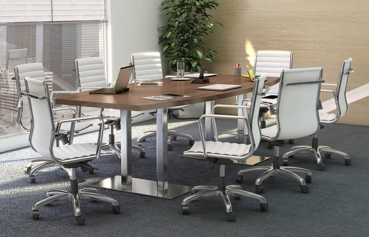 10' Conference Table with Brushed Aluminum Bases by Office Source Office Furniture