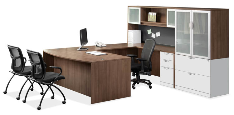 U Shaped Desk with Hutch and Additional Storage by PBD Furniture