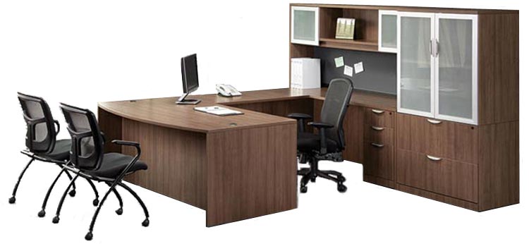 U Shaped Desk with Hutch and Additional Storage by Office Source