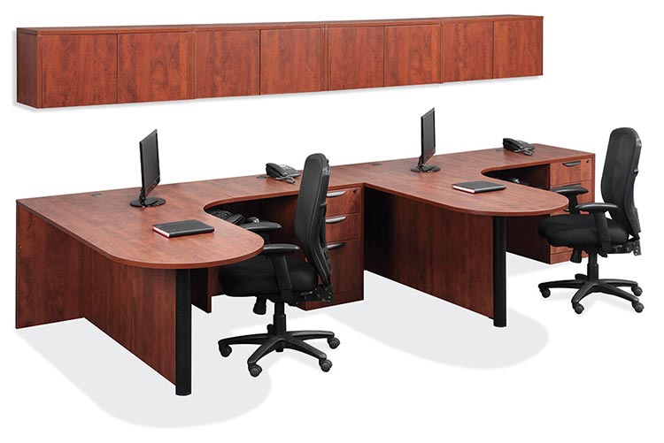 Double Workstation with Wall Storage by Office Source Office Furniture