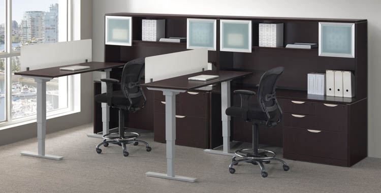 2 Person Workstation with Standing Desks by Office Source
