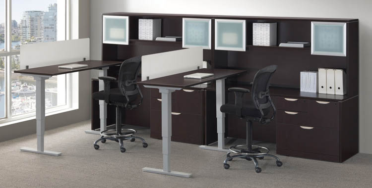 2 Person Workstation with Standing Desks by Office Source Office Furniture