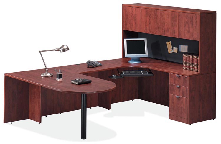 Bullet U Shaped Desk with Hutch by Office Source
