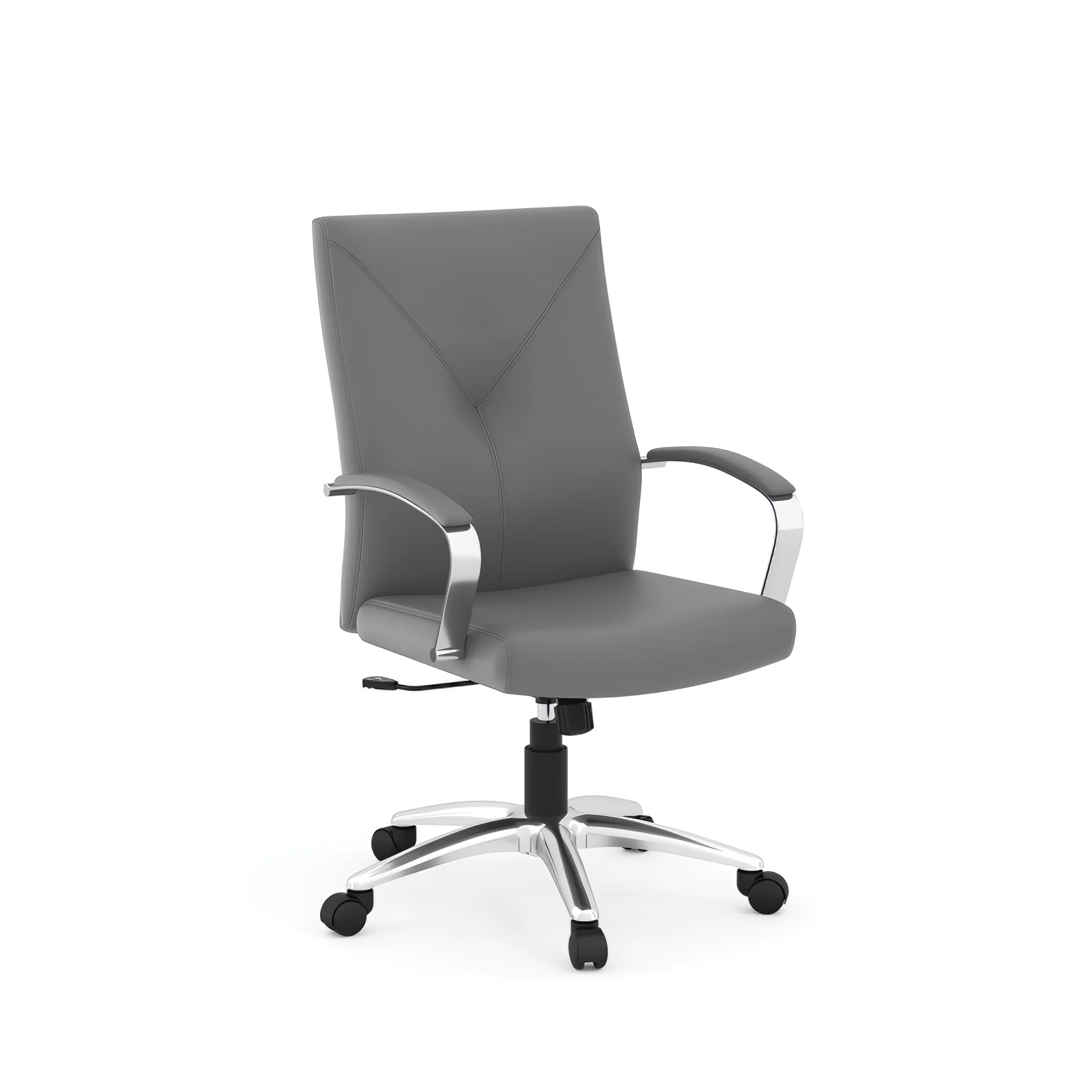 Wren High-Back Conference Room Chair by PBD Furniture in Grey Poly Chrome Frame