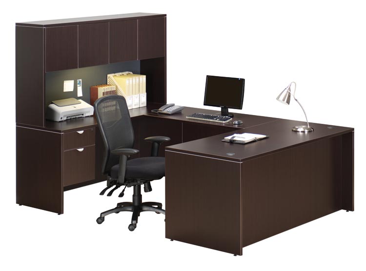 66in x 96in U-Shaped Desk with Hutch by Office Source