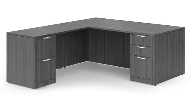 Double Pedestal L-Shaped Desk 66in x 65in by PBD Furniture