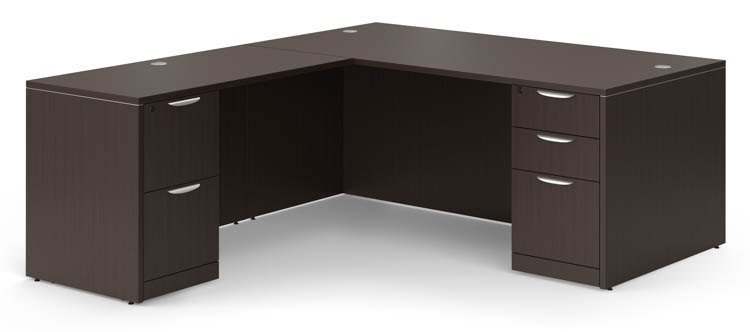 66in x 77in Double Pedestal L-Shaped Desk by PBD Furniture