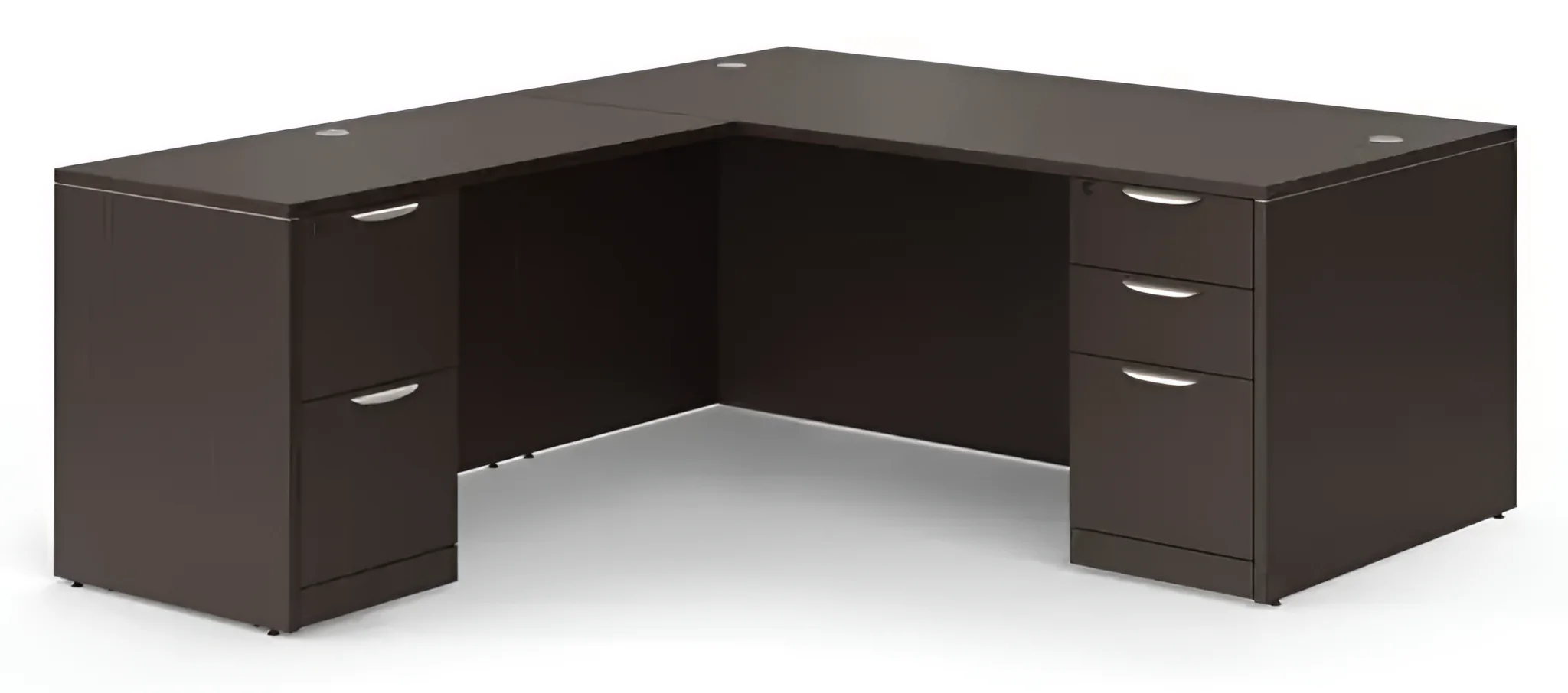 66in x 77in Double Pedestal L-Shaped Desk by PBD Furniture in Espresso
