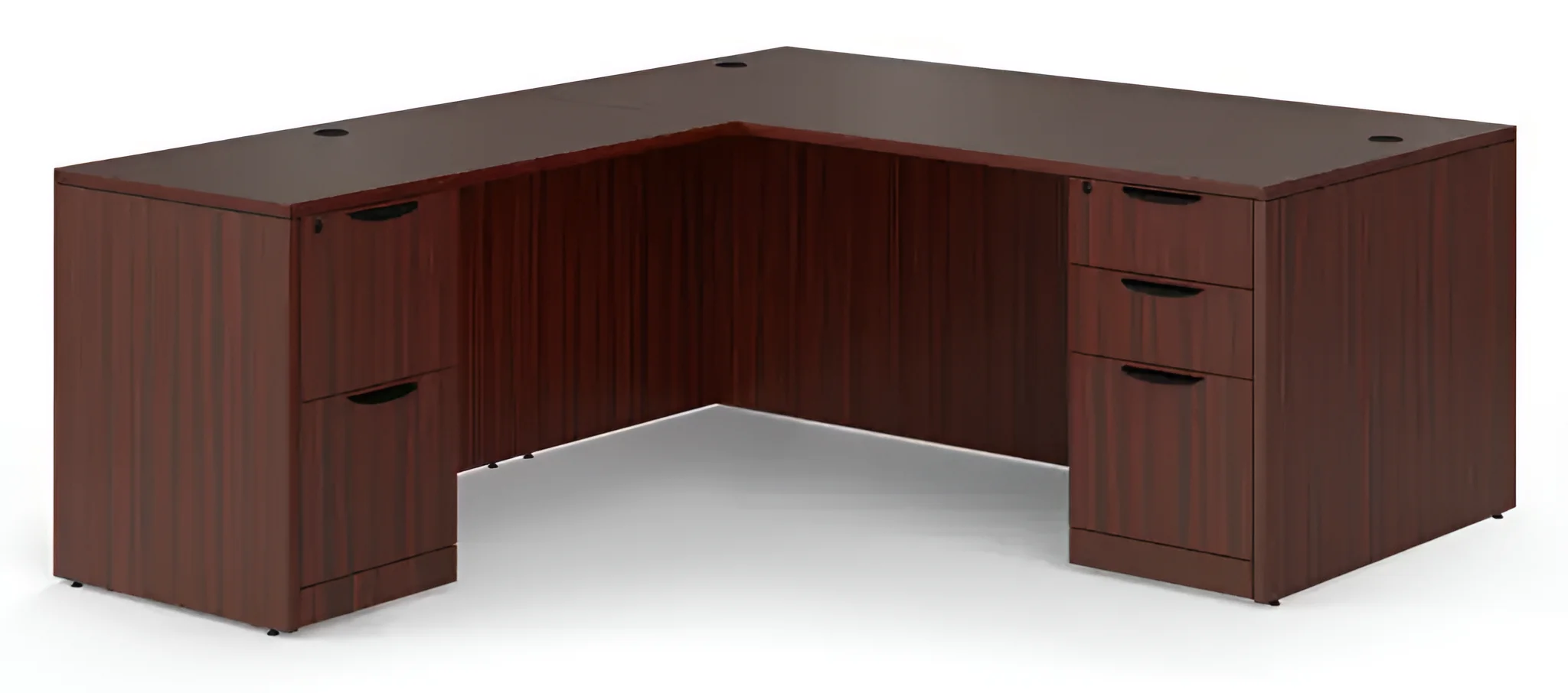 72in x 72in Double Pedestal L-Shaped Desk by PBD Furniture in Mahogany