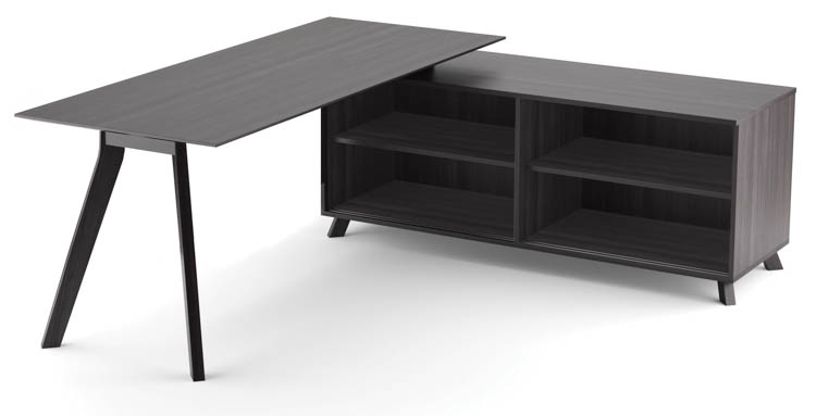 82in x 63in L Shaped Desk with Open Storage by PBD Furniture