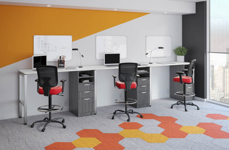 3 Person Sit-to-Stand Workstation by PBD Furniture