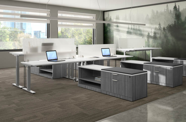 5 Person Standing Desk Workstation by Office Source