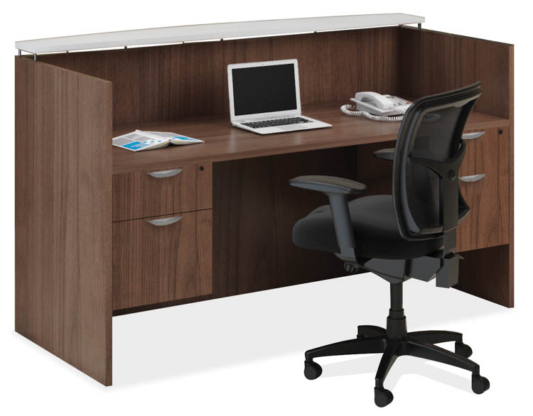 Double Hanging Pedestal Reception Desk with Glass Counter by PBD Furniture