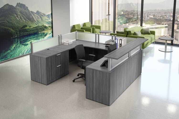 U-Shaped Work Station with Reception Transaction Top by PBD Furniture