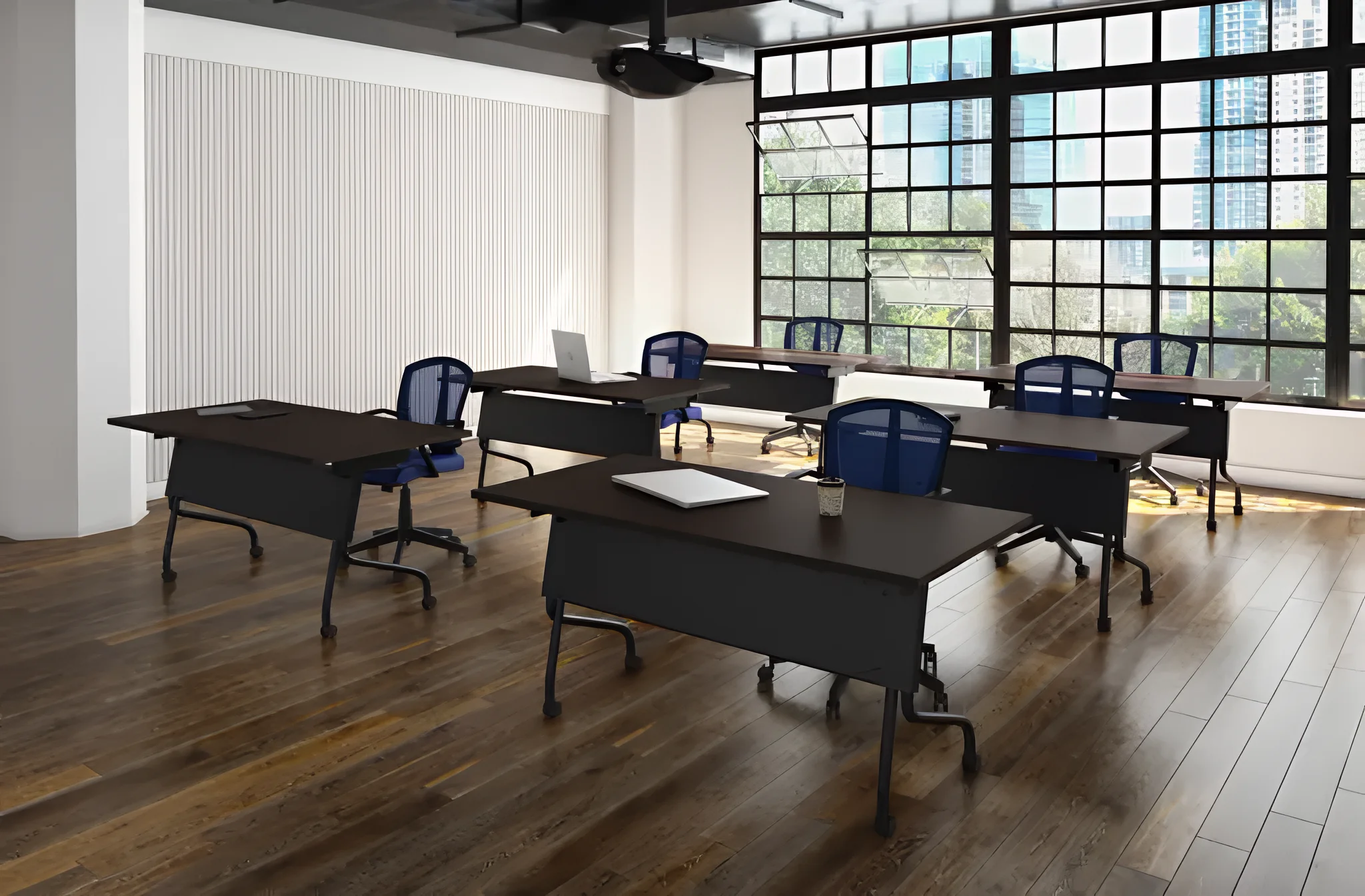 Flip-Top Nesting Training Table 48in W x 24in D with A-Legs Set of 6 by PBD Furniture