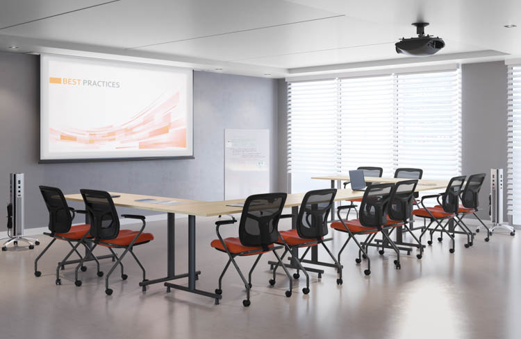 60in W Training Tables (5) and Mobile White Board by PBD Furniture