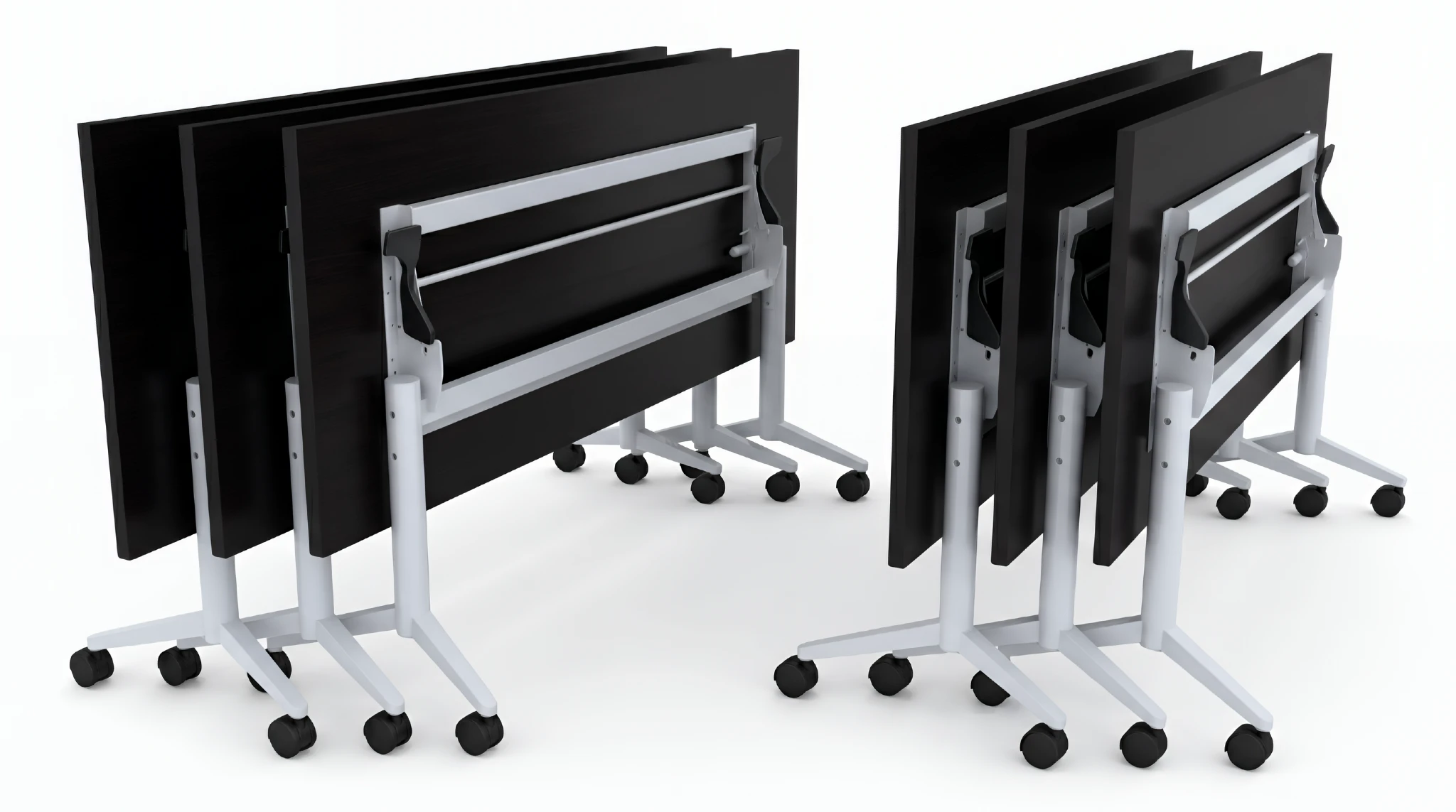 Flip-Top Nesting Training Table 72in W x 30in D Set of 6 by PBD Furniture