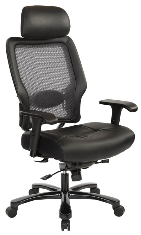 Big &amp; Tall Dual Layer Air Grid Mesh &amp; Leather Manager Chair with Headrest by WFB Designs
