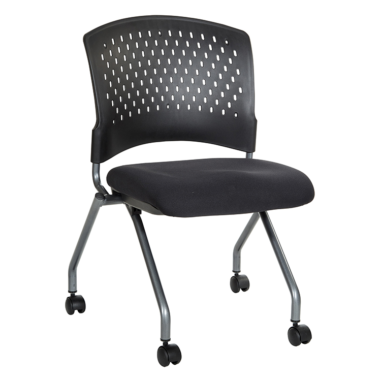 Plastic Vent Back Armless Nesting Chair - Black by WFB Designs