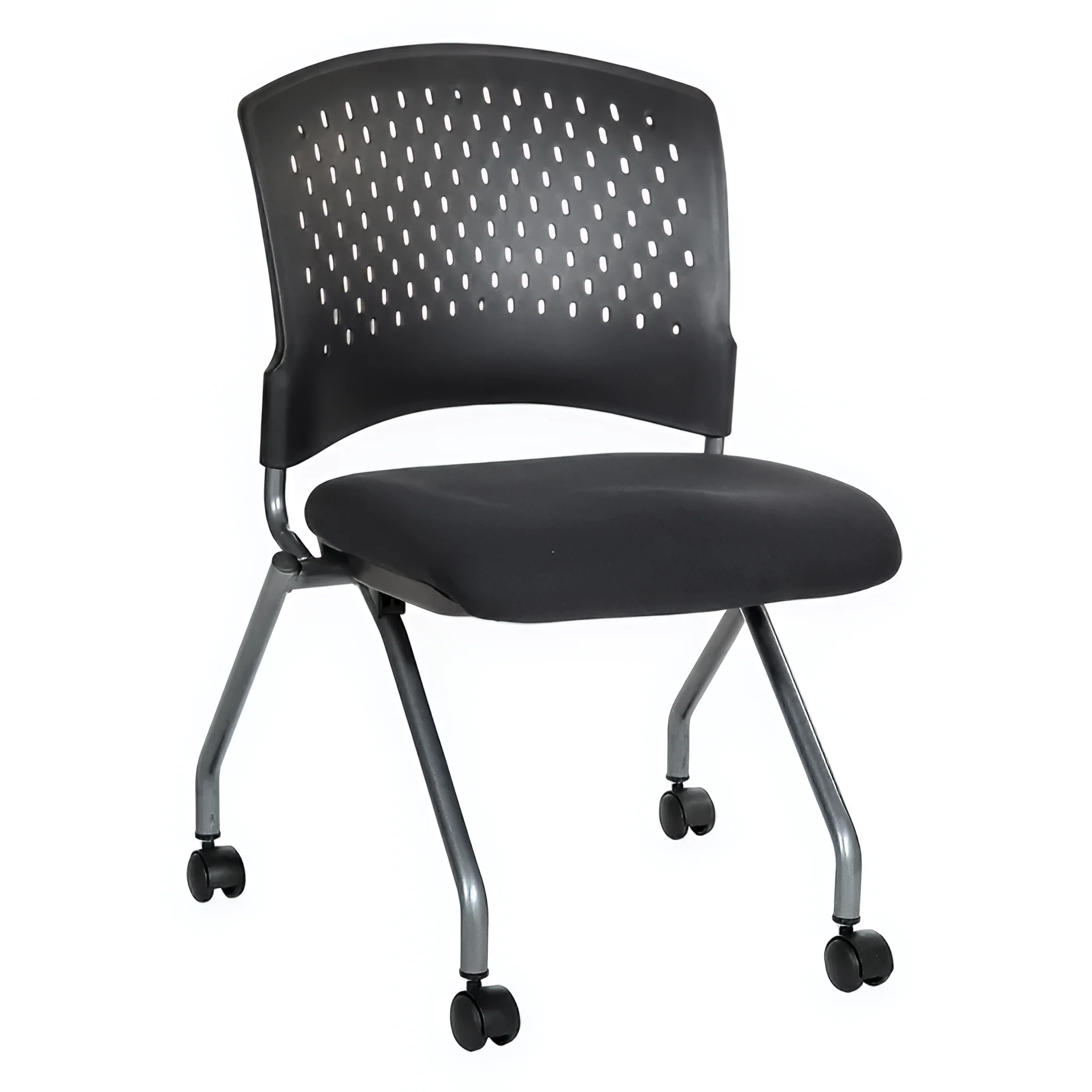 Plastic Vent Back Armless Nesting Chair by WFB Designs in Black