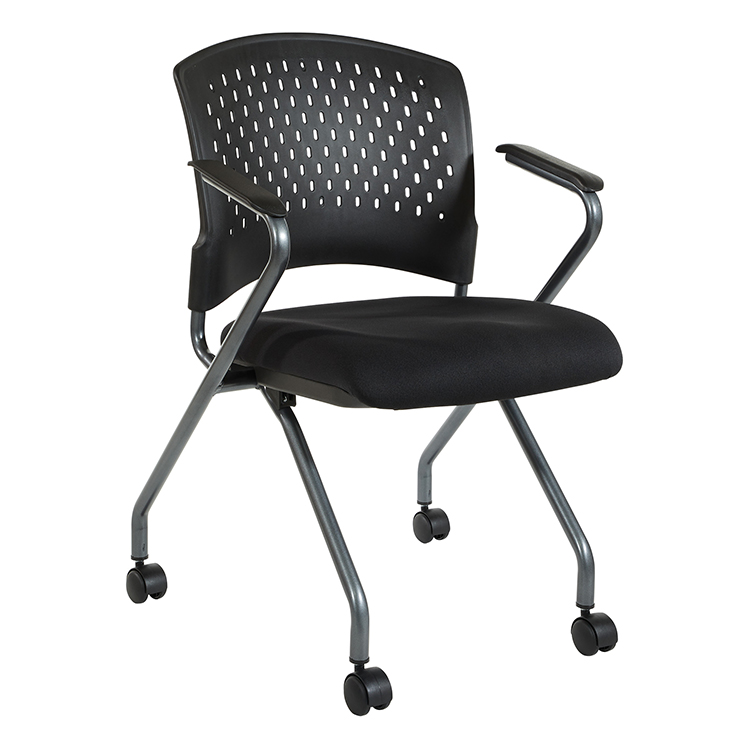 Plastic Vent Back Nesting Chair with Arms - Black by WFB Designs