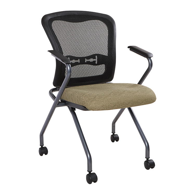 Mesh Back Nesting Chair with Arms and Enhanced Fabric Seat by WFB Designs