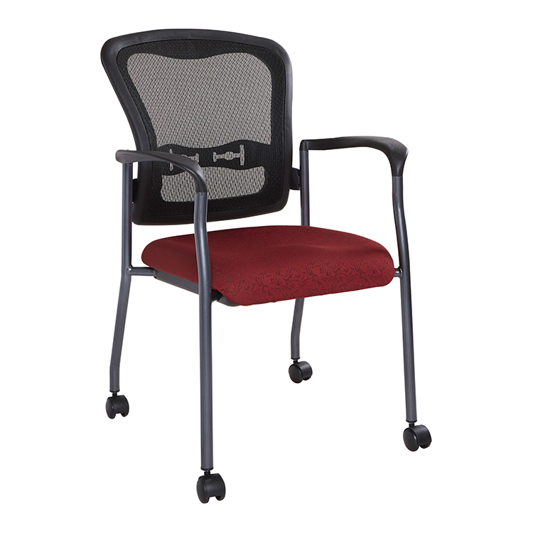 Mesh Back Guest Chair with Casters and Enhanced Fabric Seat by WFB Designs